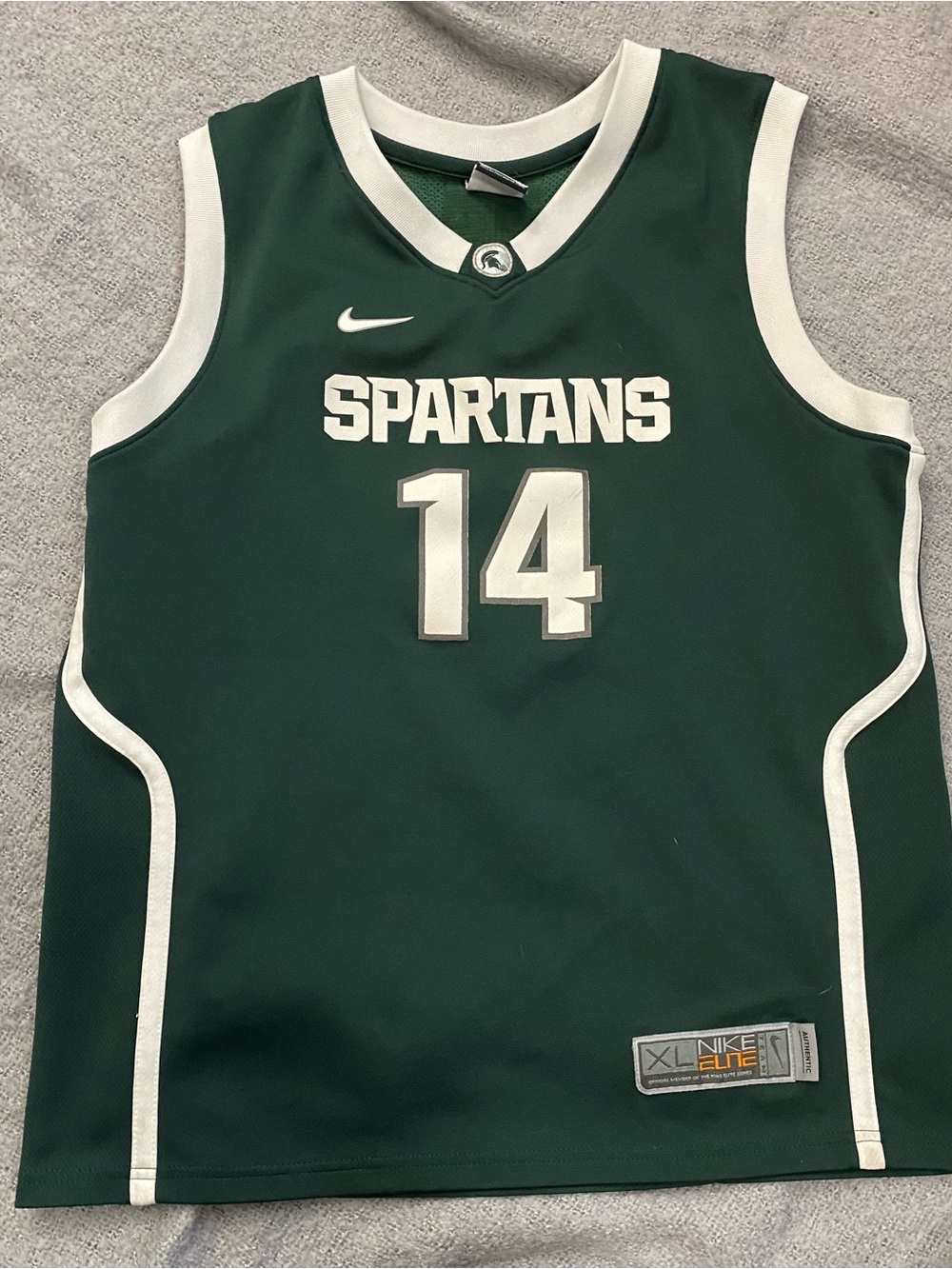 Nike Green and White Spartans #14 Basketball Jersey Youth